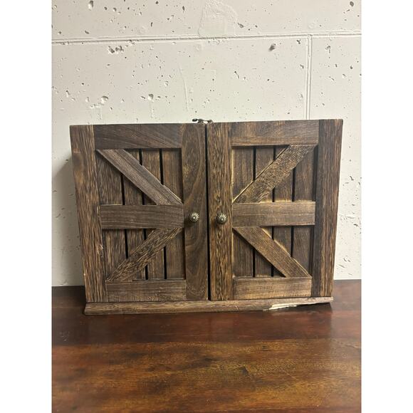 Unbranded Large Brown Wood Jewelry Box Storage Rustic 16X4X12 inches FLAWED - Picture 1 of 9